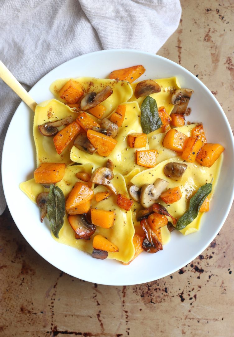 Butternut Squash Ravioli with Sage Browned Butter - Grab Some Joy