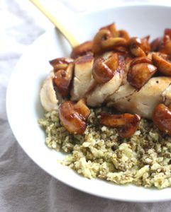 Balsamic Mushroom Chicken with Pesto Cauliflower Rice